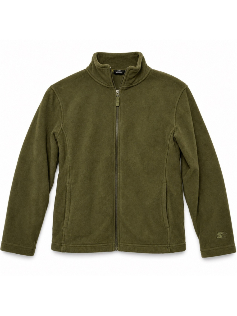 Starter Fleece Jacket Men’s Small 34-36 Olive Green Full Zip Stand Up Collar Y2K